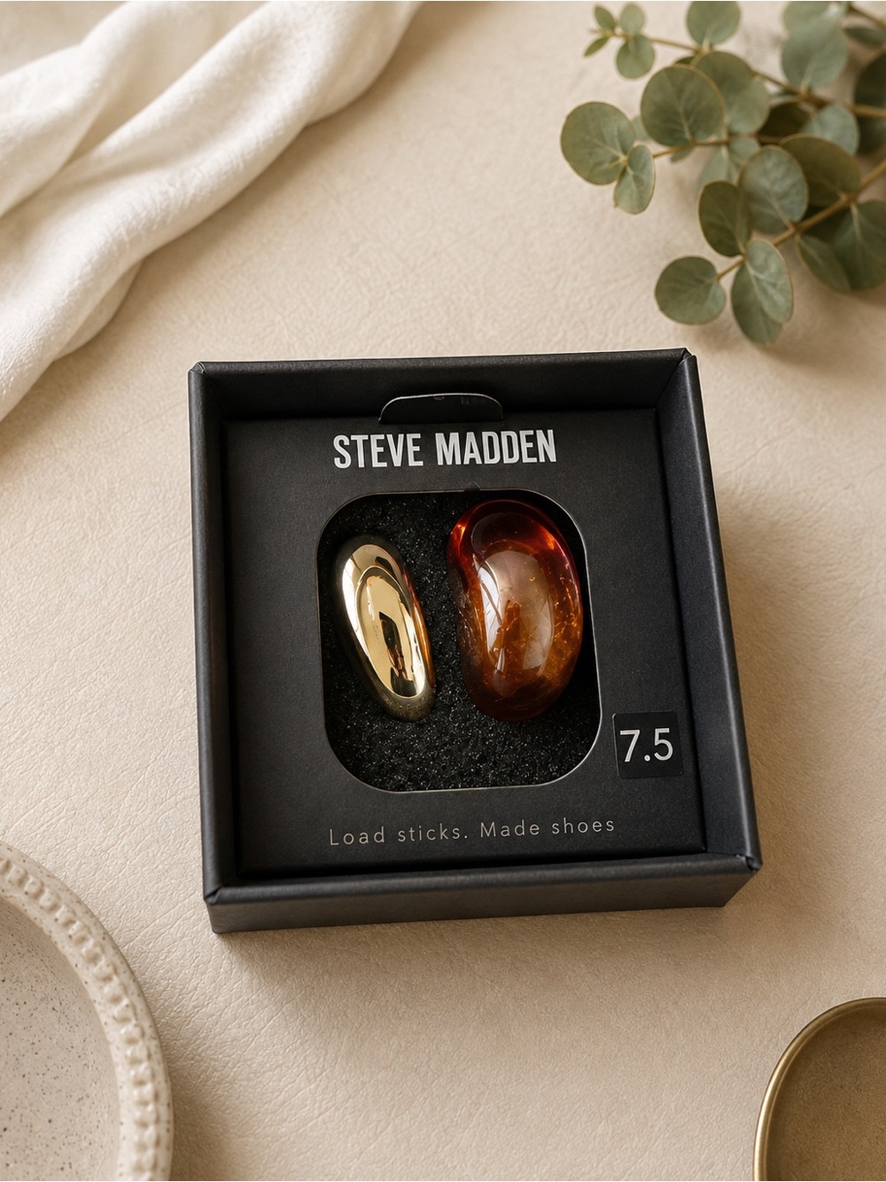 Steve Madden Gold & Tortoiseshell Dome Ring Set NWT Size 7.5